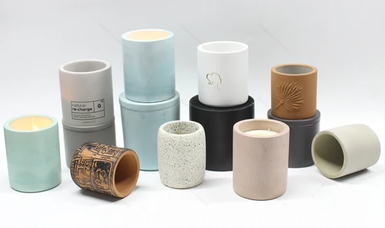 Logo personalizzato Vaso di cemento vuoto colorato Candela Ceramica Cemento con coperchio